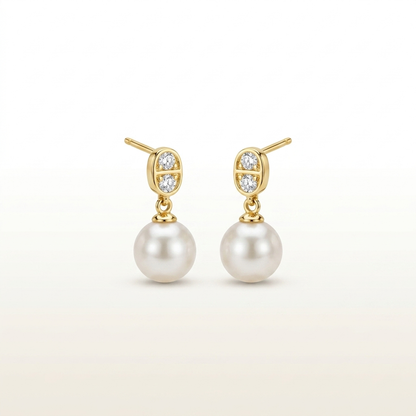 Classic Pearl Aura Drop Stud Earrings