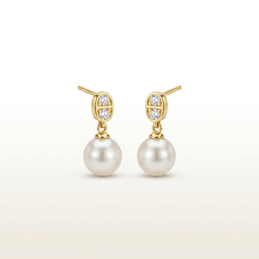 Classic Pearl Aura Drop Stud Earrings