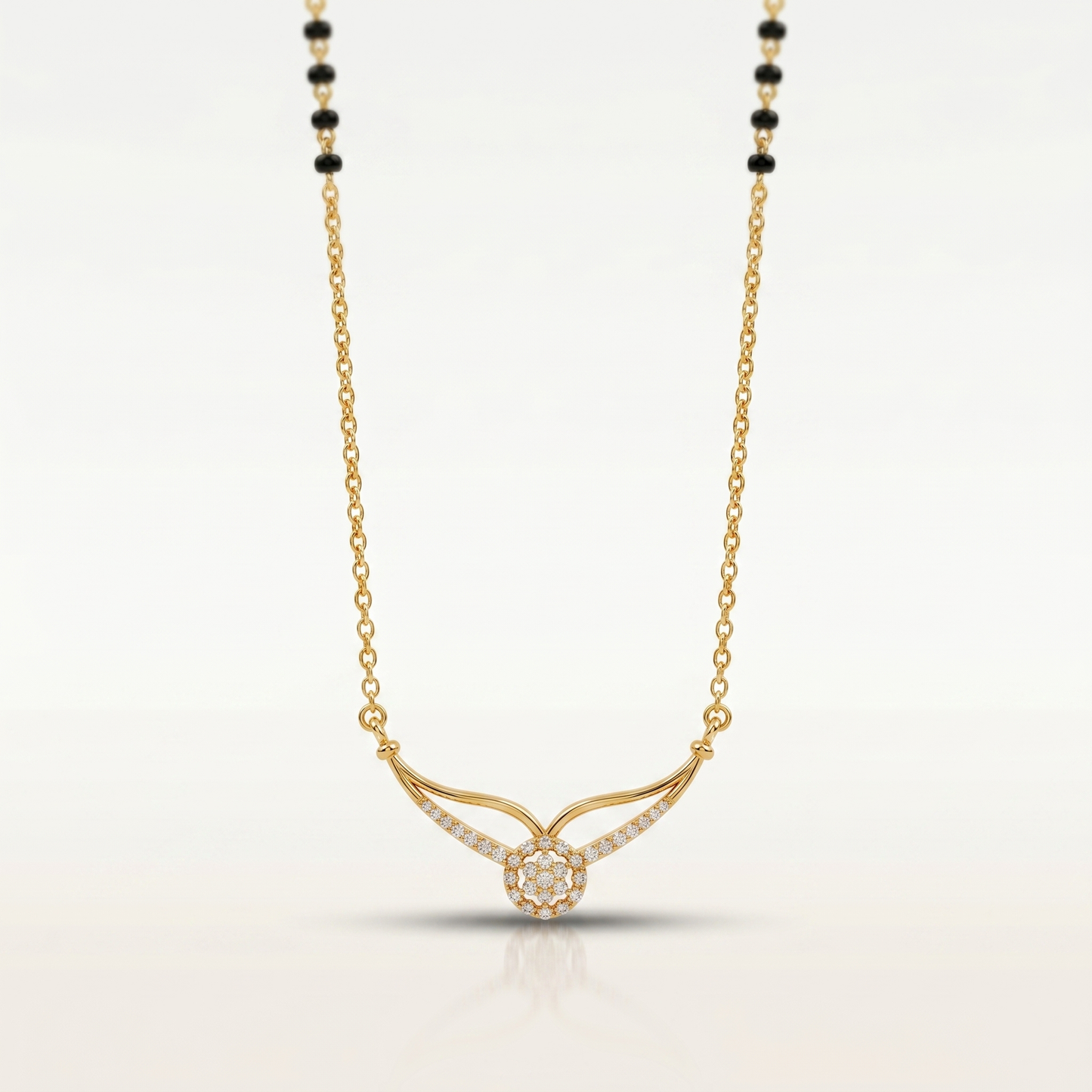 Floral Aura 925 Silver Diamond Mangalsutra