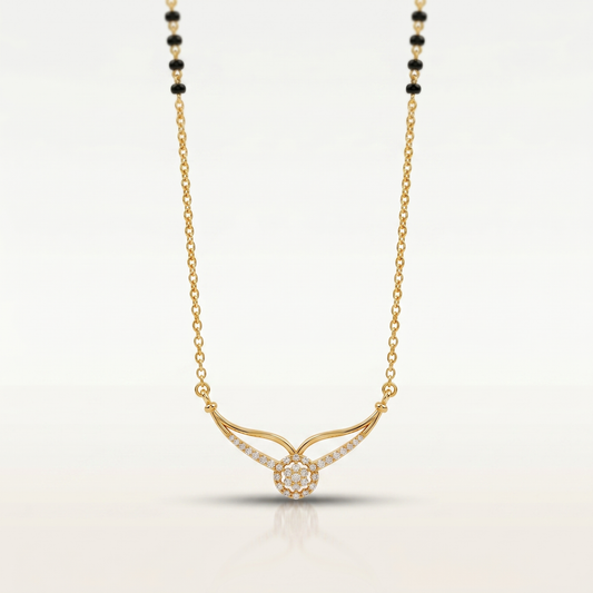 Floral Aura 925 Silver Diamond Mangalsutra