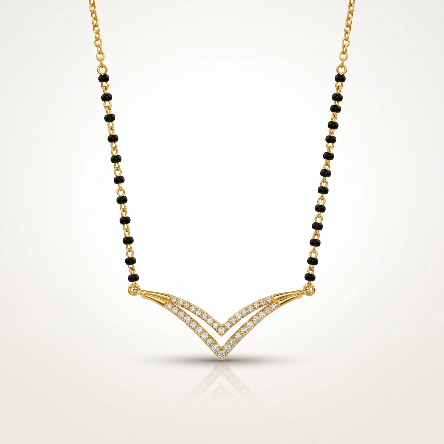 Elegant V-Curve 925 Silver Diamond Mangalsutra