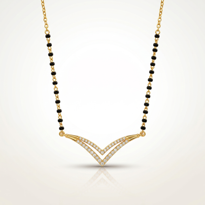 Elegant V-Curve 925 Silver Diamond Mangalsutra