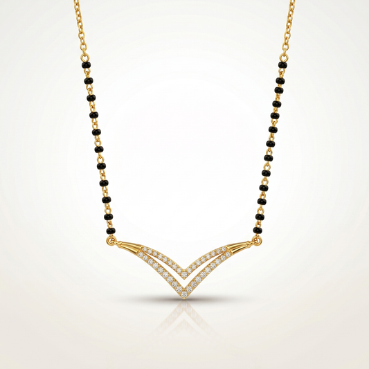 Elegant V-Curve 925 Silver Diamond Mangalsutra