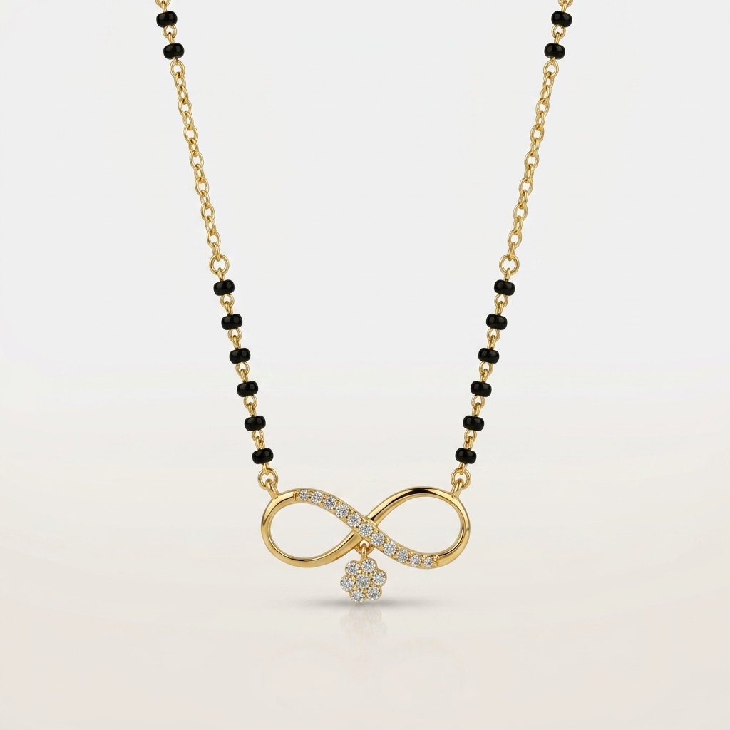 Infinity Floral Mangalsutra Pendant in 925 Silver
