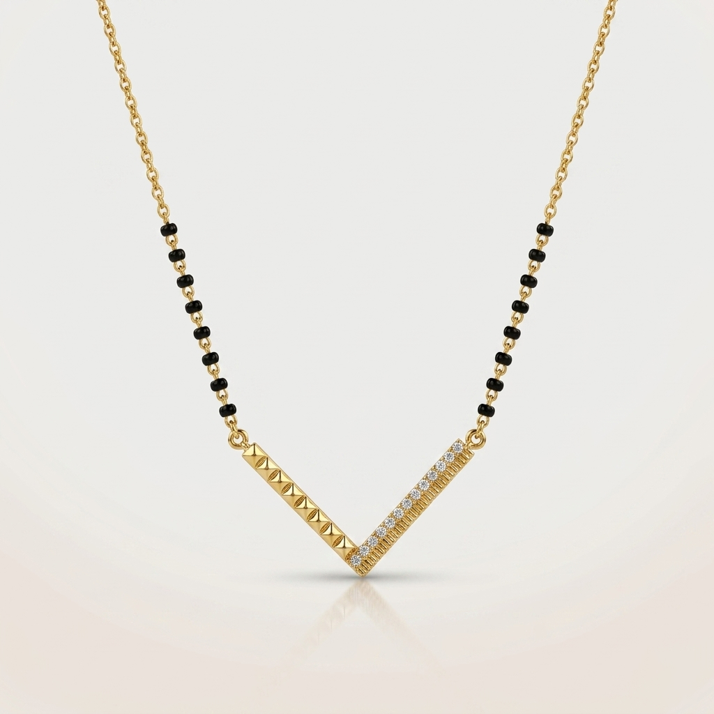 V-Shape Modern Mangalsutra Pendant in 925 Silver