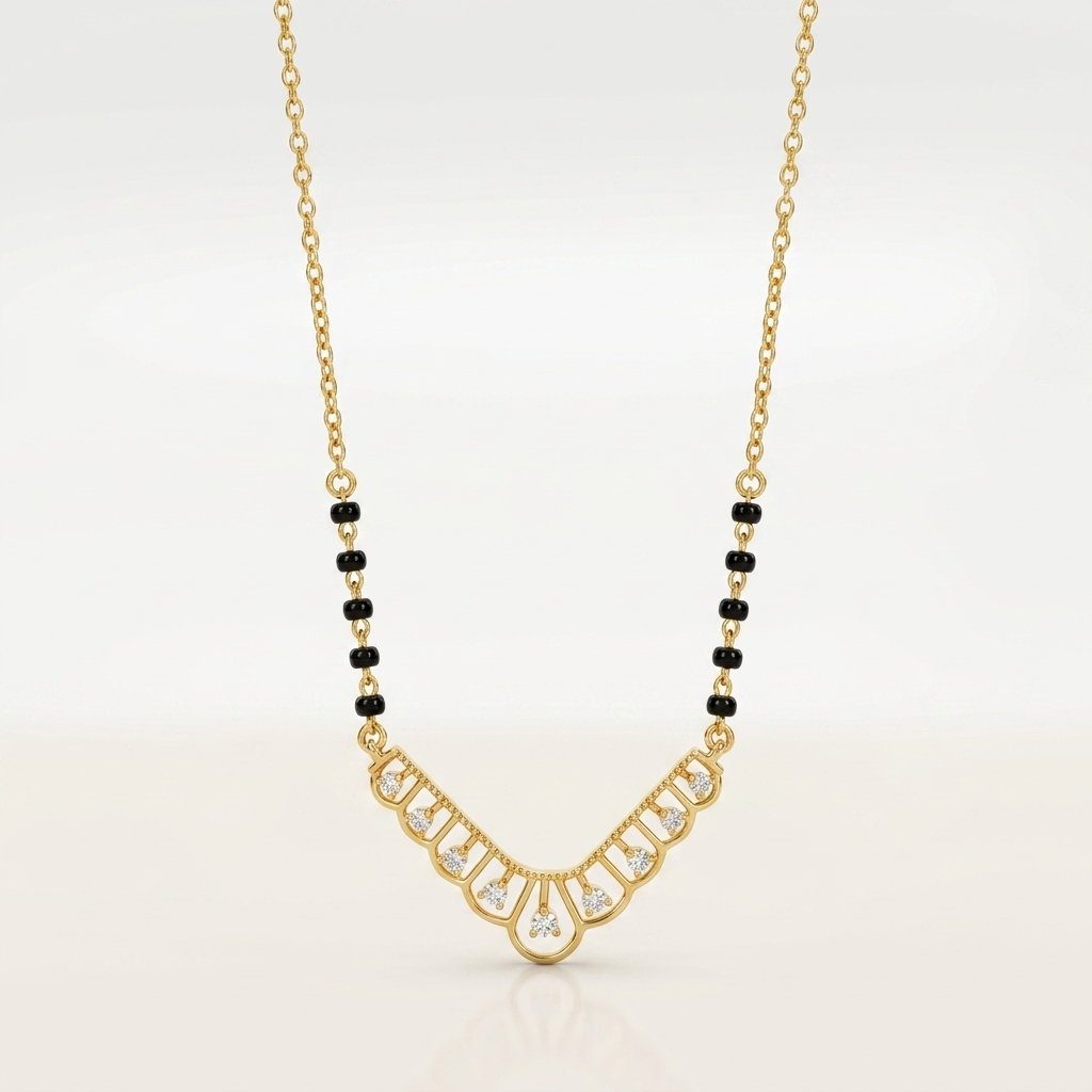 V-Style Geometric Mangalsutra Pendant in 925 Silver
