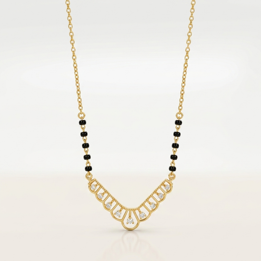 V-Style Geometric Mangalsutra Pendant in 925 Silver