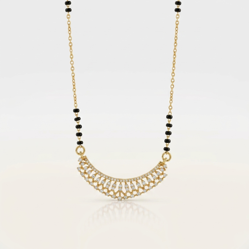 Elegant 925 Silver Diamond Cut Mangalsutra