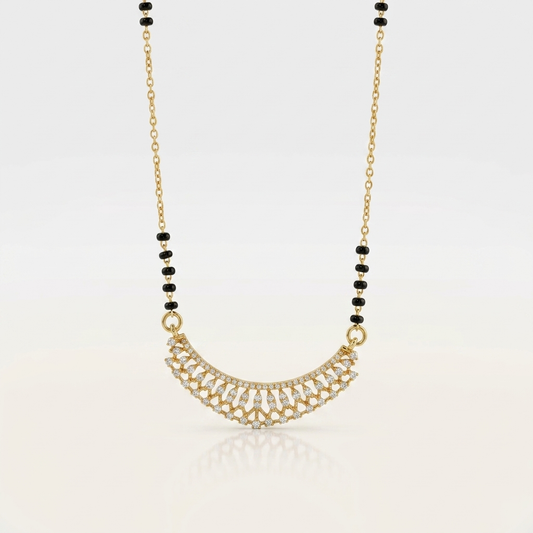 Elegant 925 Silver Diamond Cut Mangalsutra