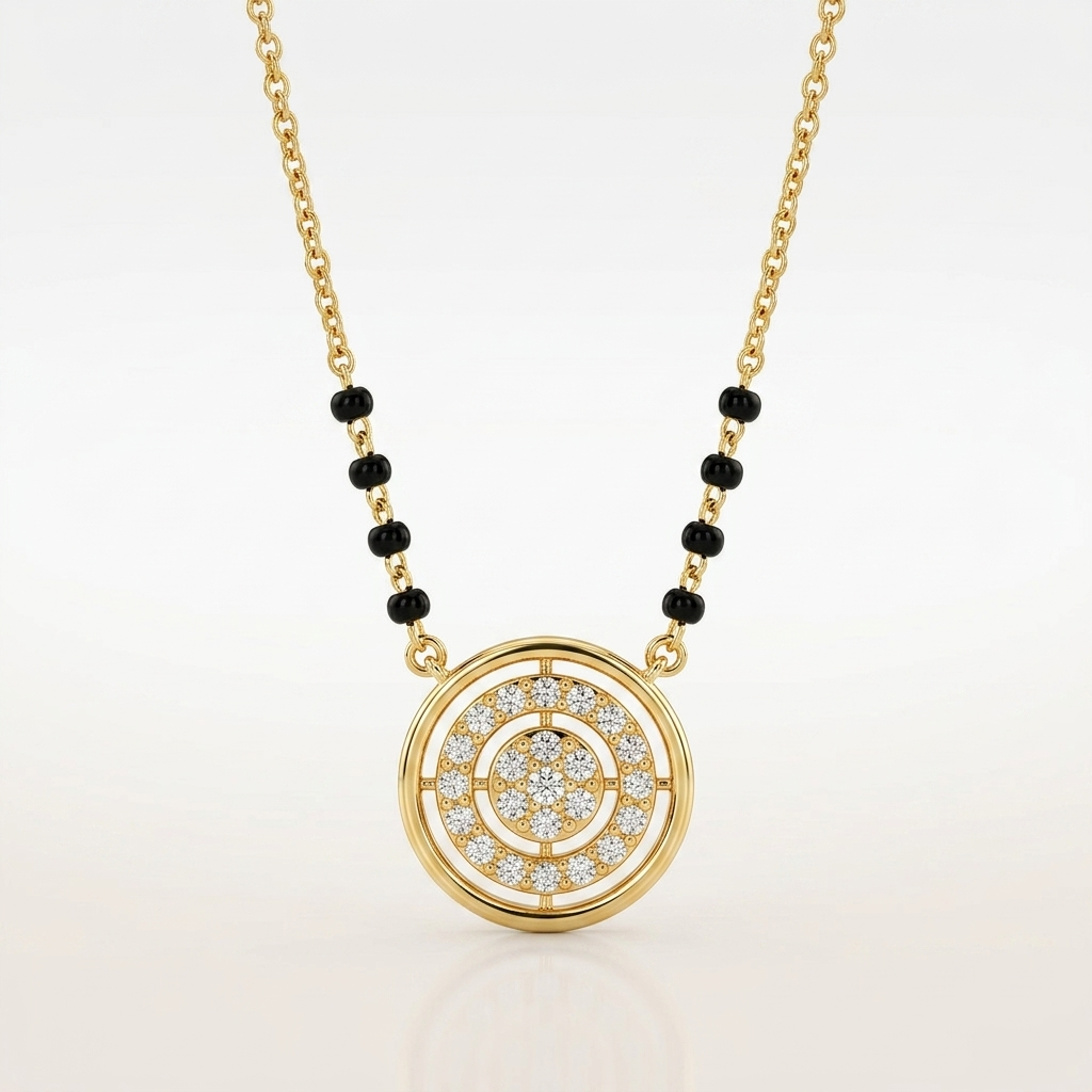 Round Charm 925 Silver Mangalsutra
