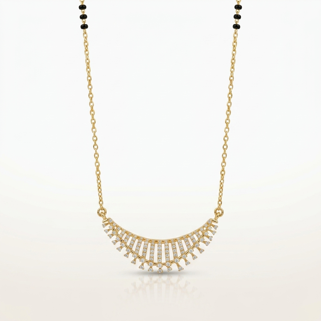 Fan Style 925 Silver Mangalsutra