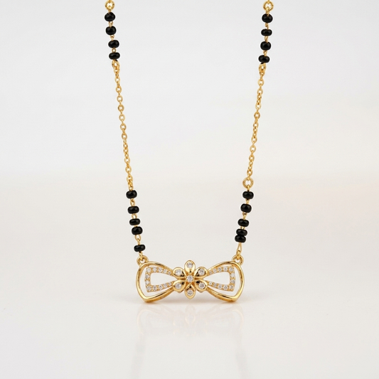 Golden Bow Sparkle 925 Silver Mangalsutra