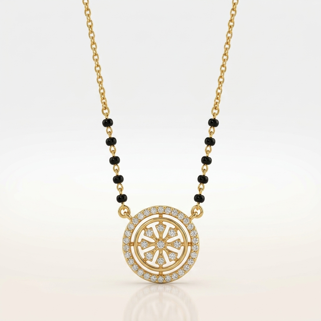 Floral Circle 925 Silver Mangalsutra