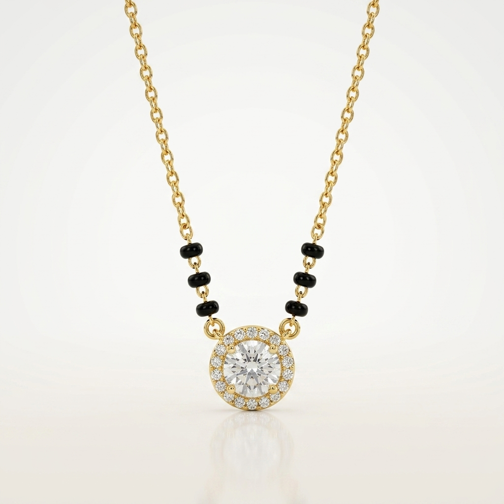 Aarini Halo Drop Mangalsutra Necklace