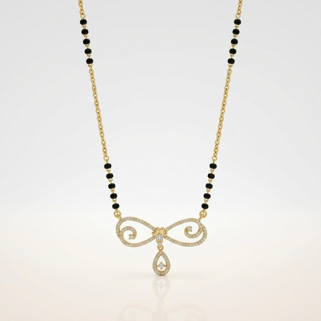 Infinity Swirl Mangalsutra Necklace with Teardrop Charm