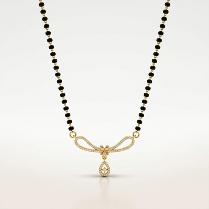 Diamond Bow Drop Mangalsutra Necklace