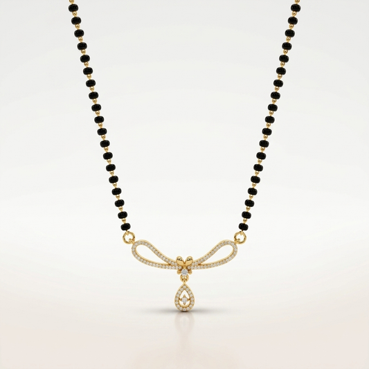 Diamond Bow Drop Mangalsutra Necklace