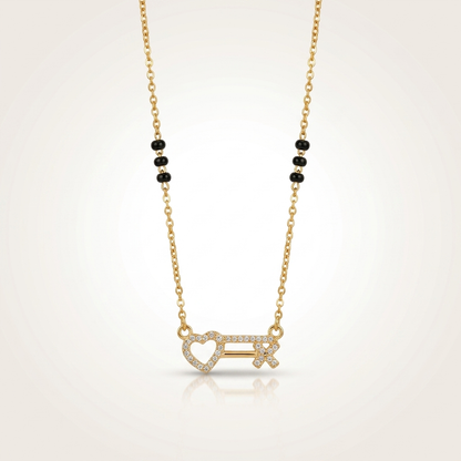 Diamond Heart Key Mangalsutra Necklace