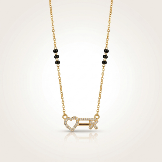 Diamond Heart Key Mangalsutra Necklace