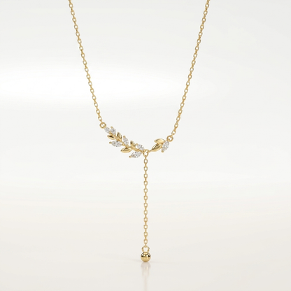 Silver Leaf Lariat Necklace