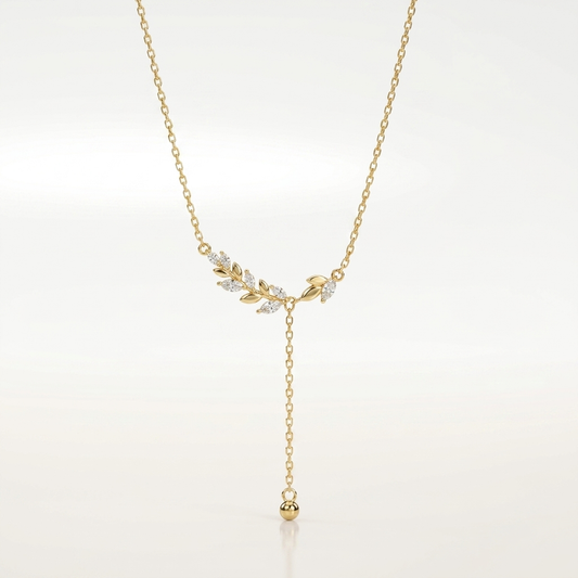 Silver Leaf Lariat Necklace