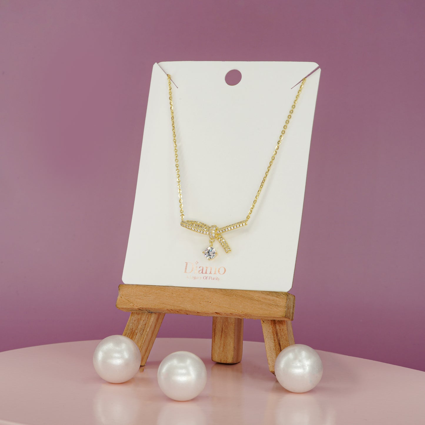Elegant Diamond Bow Pendant Necklace