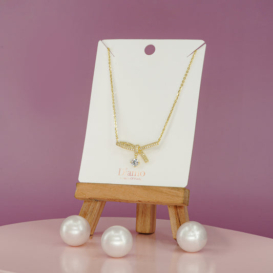 Elegant Diamond Bow Pendant Necklace