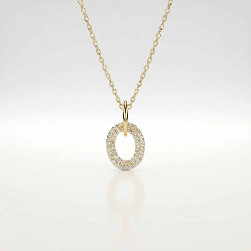 Luna Halo Oval Pendant Necklace