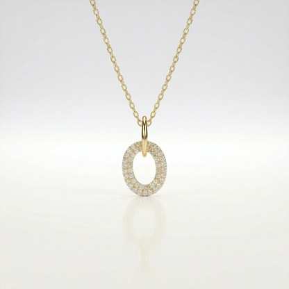 Luna Halo Oval Pendant Necklace