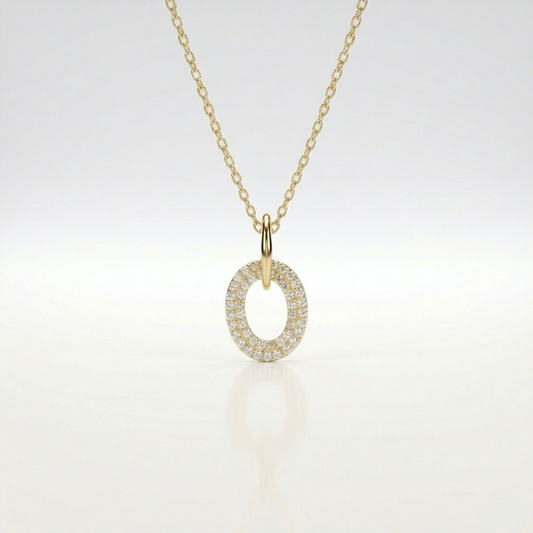 Luna Halo Oval Pendant Necklace