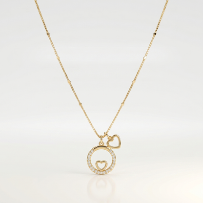 Eternal Bond Double Heart Circle Pendant