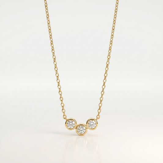Trio Gleam Bezel-Set Crystal Necklace