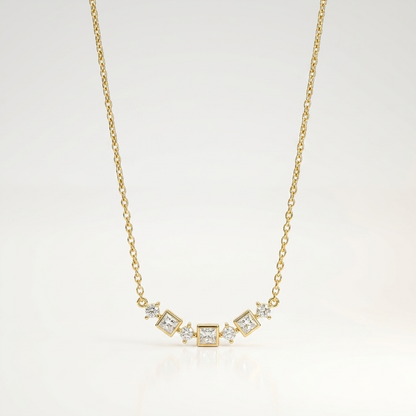 Celeste Princess Cut Bar Necklace