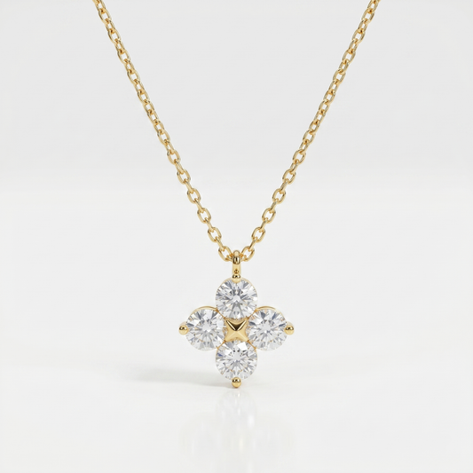 Diamond Blossom Cluster Necklace