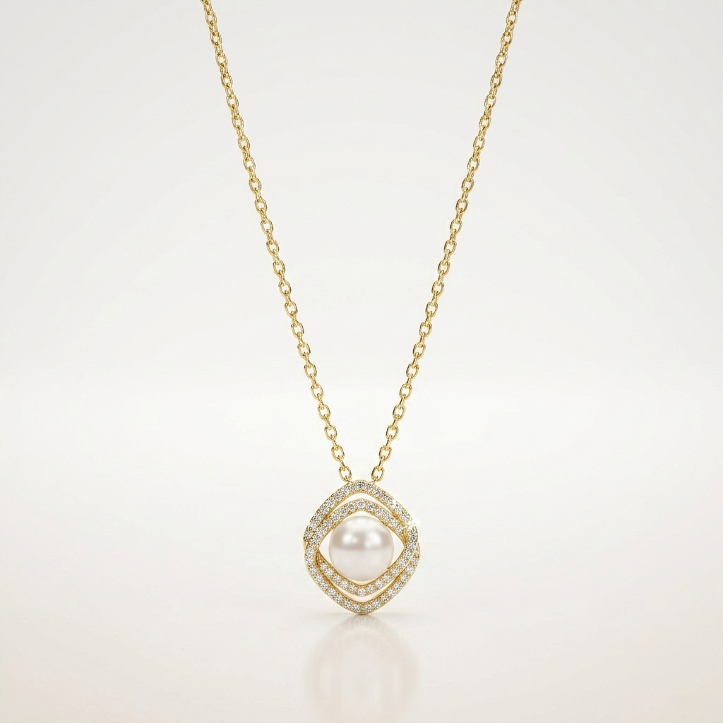 Elegant Pearl Halo Necklace
