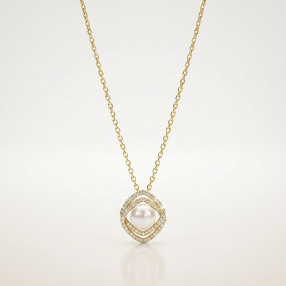 Elegant Pearl Halo Necklace