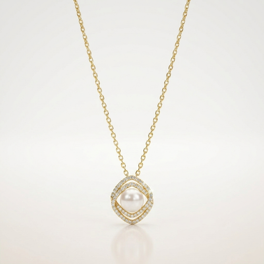 Elegant Pearl Halo Necklace
