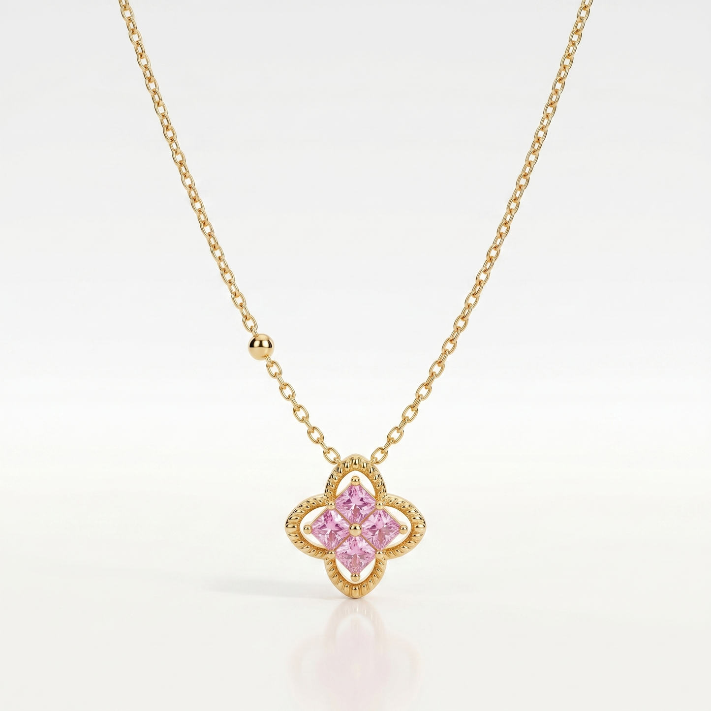 Blush Clover Radiance Pendant Necklace