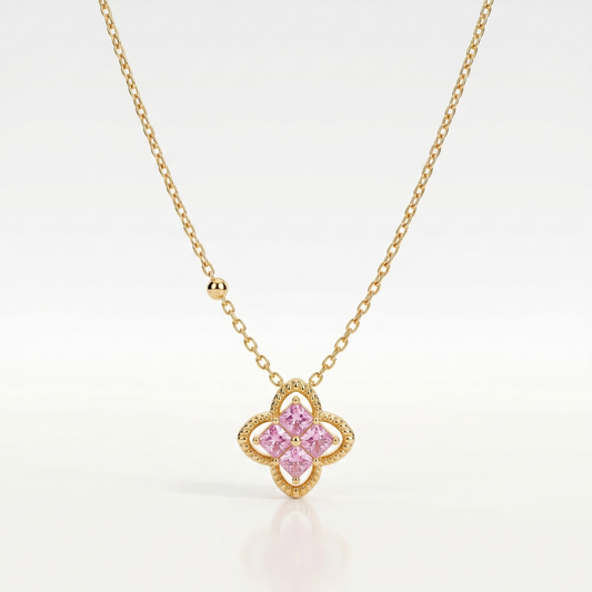 Blush Clover Radiance Pendant Necklace