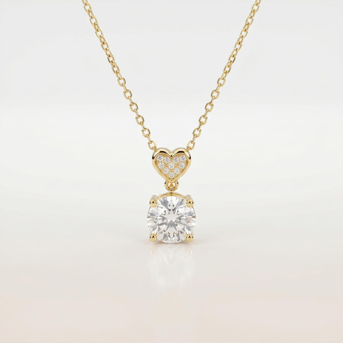 Celestial Heart Drop Diamond Pendant Necklace