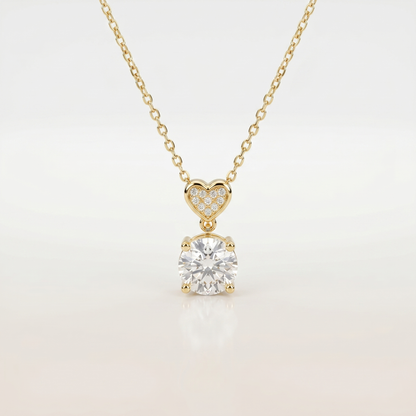Celestial Heart Drop Diamond Pendant Necklace