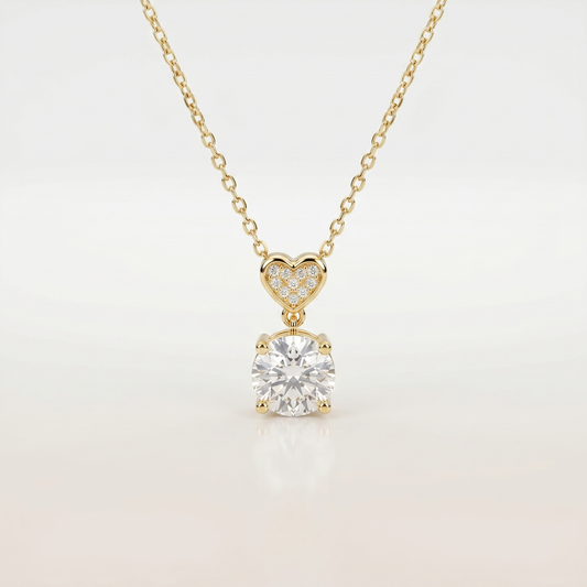 Celestial Heart Drop Diamond Pendant Necklace
