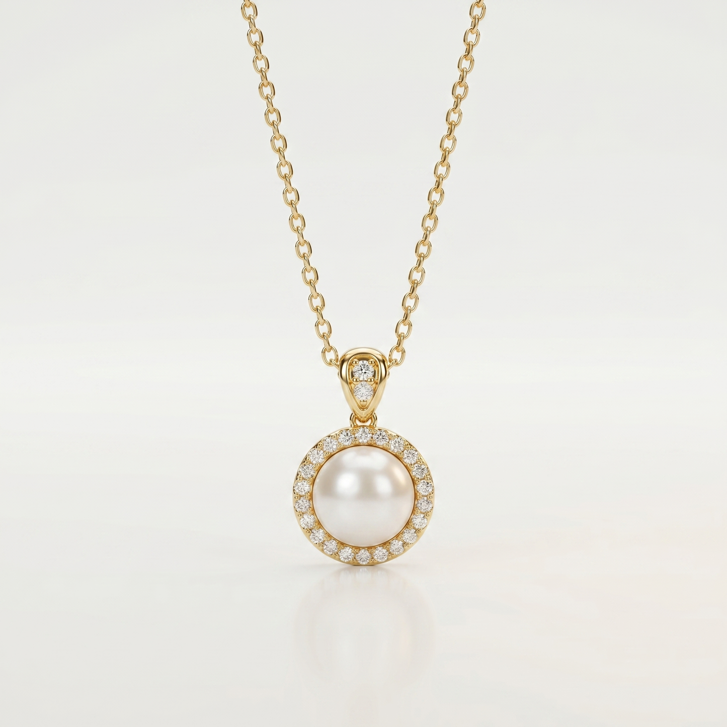 Aurora Halo Pearl & Diamond Pendant Necklace
