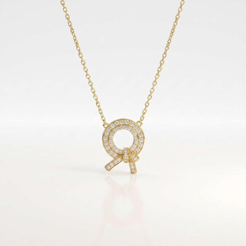 Radiant Ribbon Halo Pendant Necklace