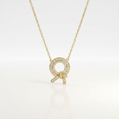 Radiant Ribbon Halo Pendant Necklace