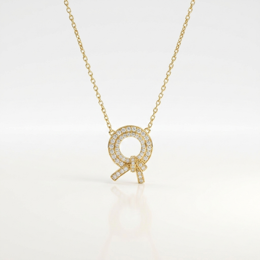 Radiant Ribbon Halo Pendant Necklace
