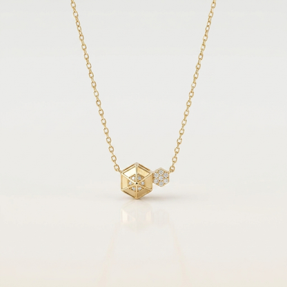 HexaAura Dual-Charm Geometric Pendant Necklace