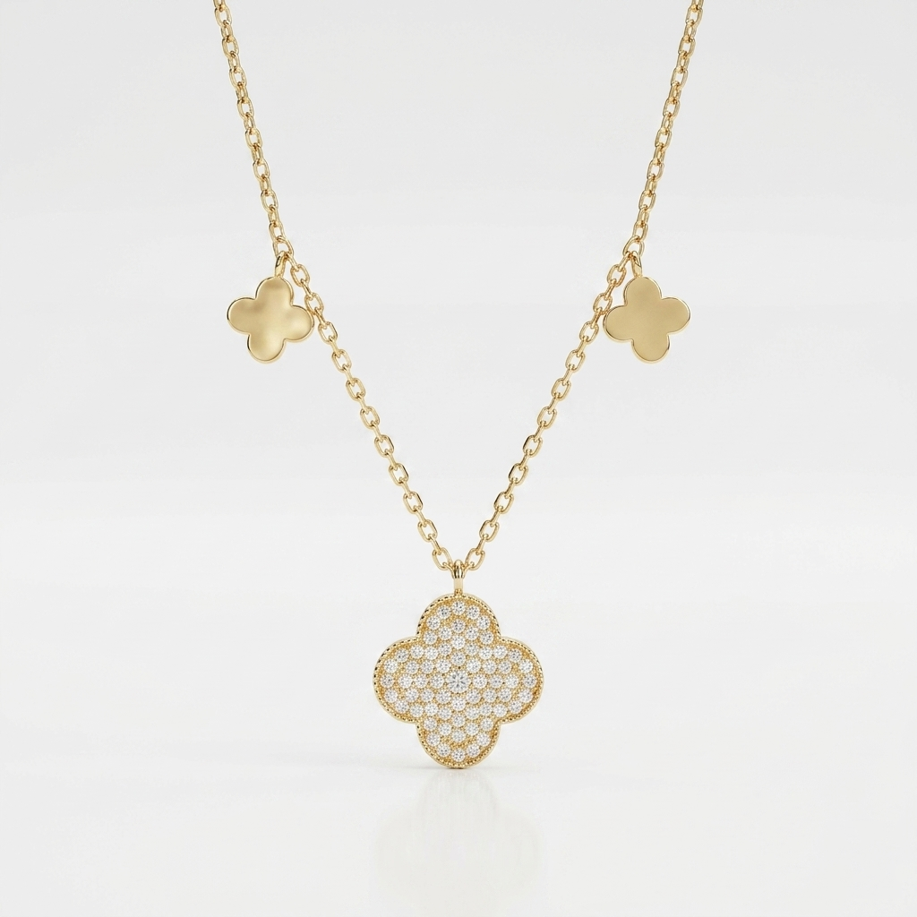 Radiant Clover Elegance Pendant Necklace
