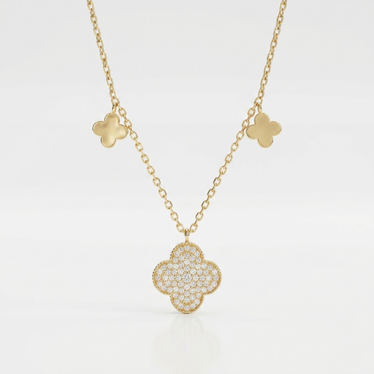 Radiant Clover Elegance Pendant Necklace