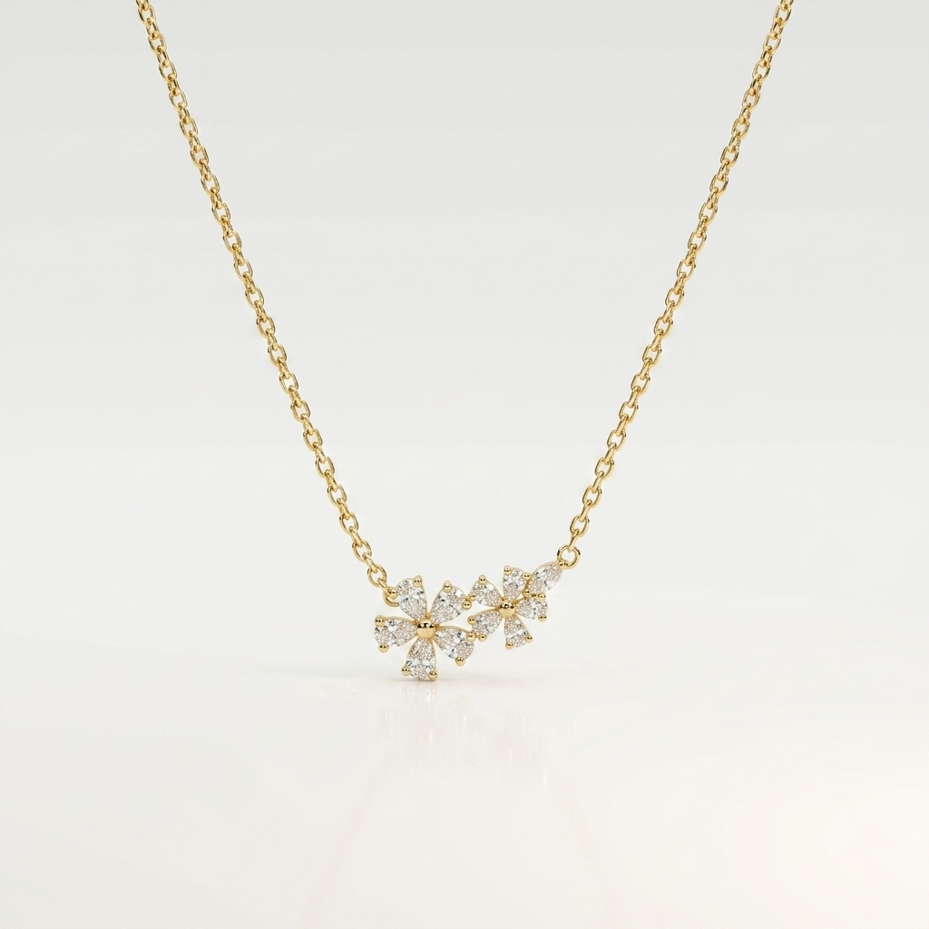 Crystal Blossom Cluster Necklace
